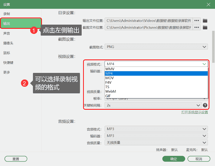 选择视频格式