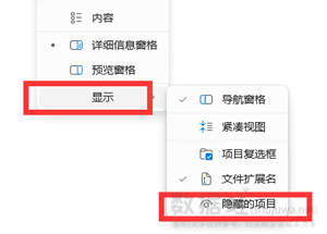 查看隐藏项目
