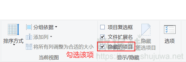 勾选隐藏的项目